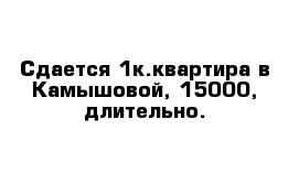 Сдается 1к.квартира в Камышовой, 15000, длительно.